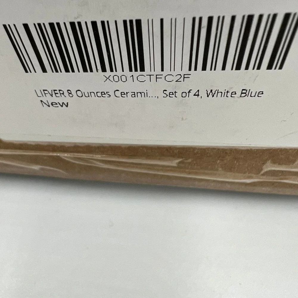 Lifver Ceramic Ramekins with Lids Set of 4 8oz White Blue Brand New Stoneware